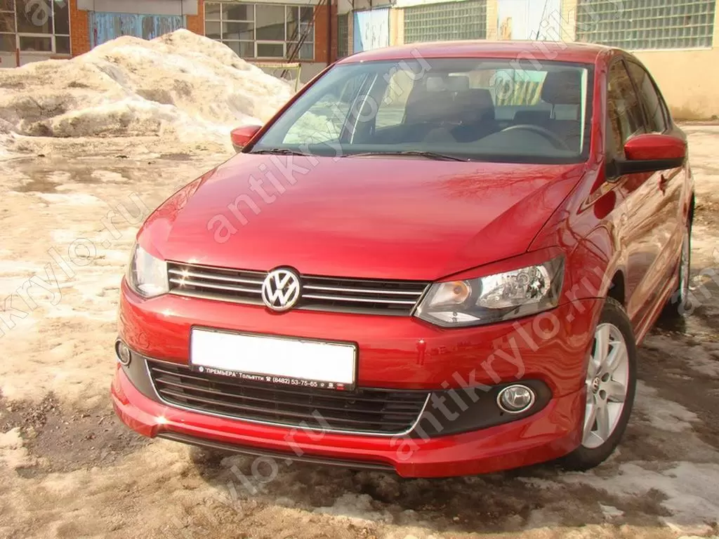 Юбка переднего бампера Volkswagen Polo Sedan (2010-2015) (фольксваген поло)  купить с доставкой по России