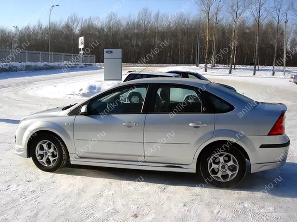 Накладки на пороги Ford Focus 2 дорестайл (Форд Фокус 2, ФФ2) пластиковые.  Обвес на пороги купить с доставкой по России