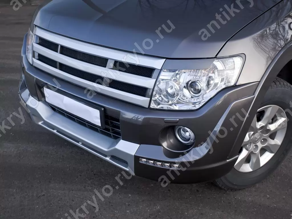 Накладка переднего бампера Mitsubishi Pajero IV 4 (2007-2015) (Митсубиси  паджеро 4) купить с доставкой по России