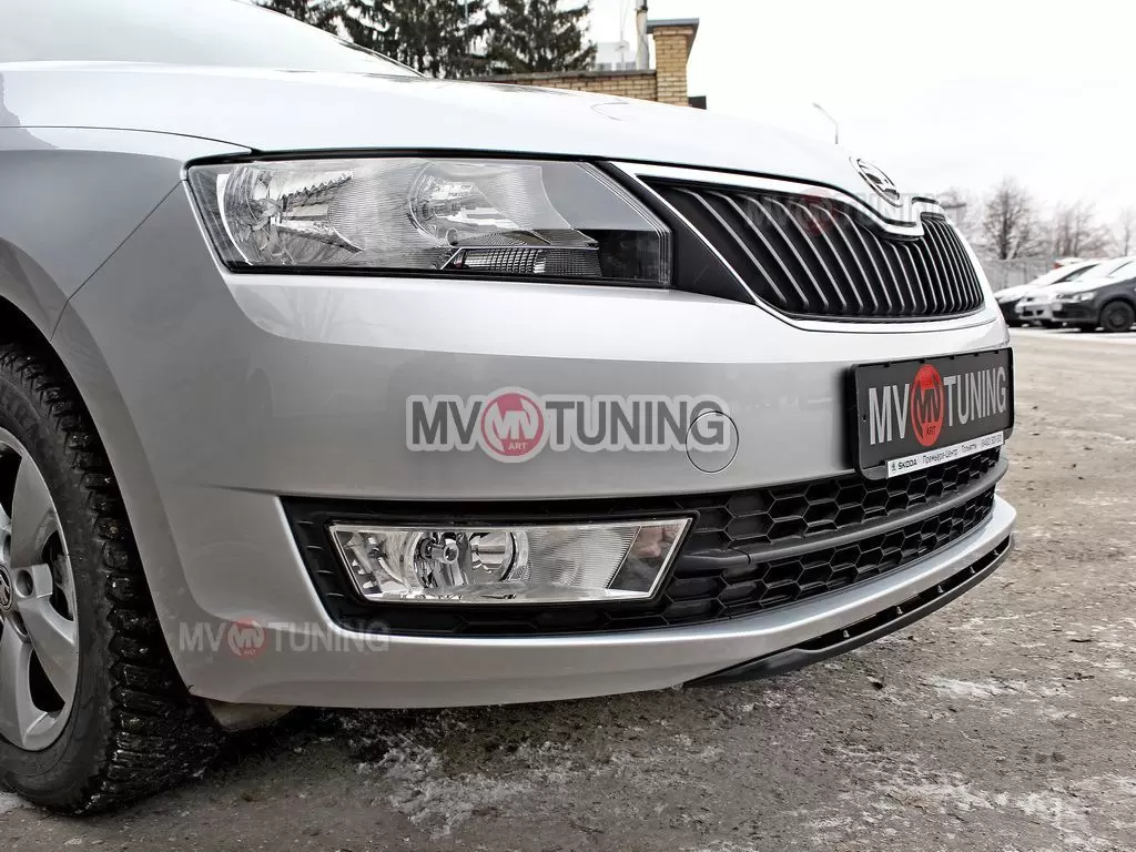 Спойлер переднего бампера Skoda Rapid (2012 - н.в.) (под покраску) (шкода  рапид) купить с доставкой по России